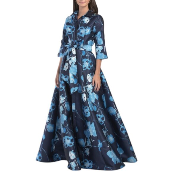 RENE BY RENE RUIZ Long Sleeve Floral Jacquard Gown - Picture 1 of 2